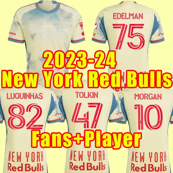 

2023 2024 new york red 23 24 bulls soccer jerseys football shirt fernandez mens morgan edelman tolkin casseres jr. elias manoel amaya burke, Black;yellow
