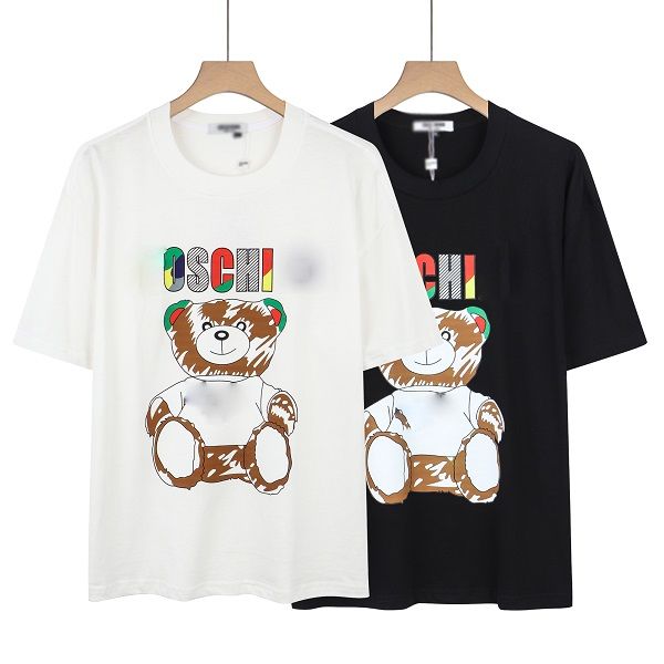 

new pringting tee t shirt mens women short sleeve casual t-shirt bear alphabet print short sleeve size m  xl 2xl 3xl 4xl, White;black