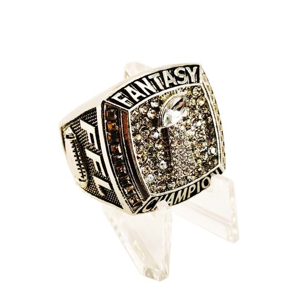

2022 fantasy football championship ring with stand full size 8-14, Silver