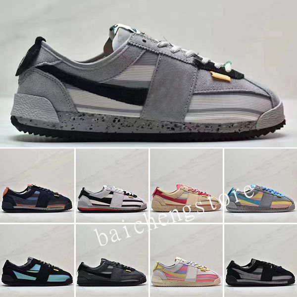 

cortez classic mens womens casual shoes fashion luxury black white forrest gump stranger things university blue lacing strap shoe men women, White;red