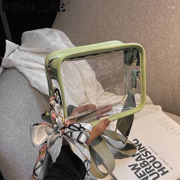 

shoulder bags scarf transparent messenger bag designer pvc clear box crossbody small summer handbags jelly purse women's