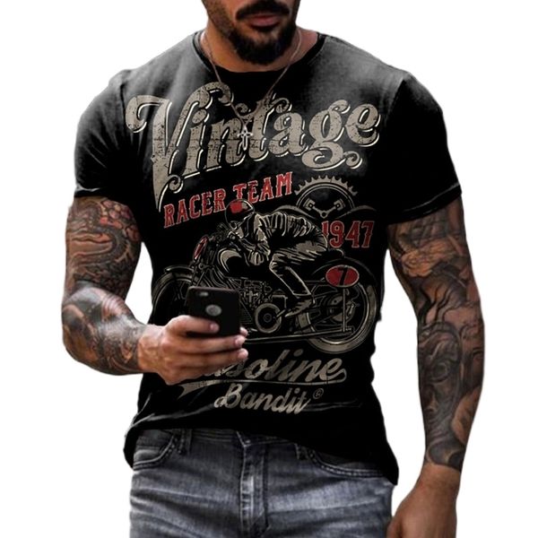 

mens tshirts summer vintage t shirt 3d retro motorcycle oversized tshirts for men clothing biker racing motor tees 230323, White;black