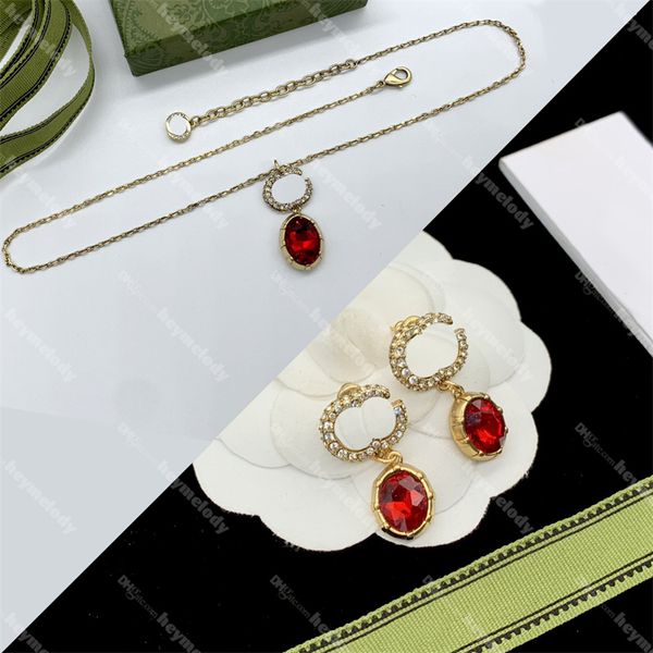 

luxury ruby diamond necklace jewelry set new arrival round cut diamond gemstones earrings women pendant necklace stud earrings, Black