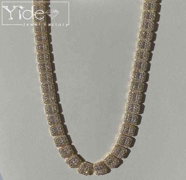 

mens baguette tennis chain necklace cuban chain bling diamond choker icy necklace 20229402300, Silver