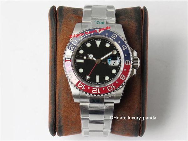 

men's watches gmt automatic mechanical watch 40mm cal.3186 3285 movement 904l sapphire coke ring ceramic glow diving luxury watch, Slivery;brown