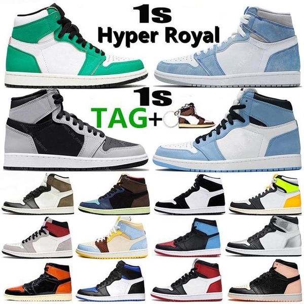 

2021 1 1s basketball shoes hyper royal shadow 2 0 lucky green silver toe obsidian dark mocha women mens trainers sports sne262r