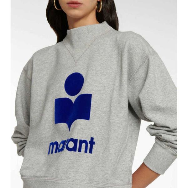 

23ss isabel marant designer pullover sweatshirt flocking print half high collar long sleeve loose terry sweater for women fashion hoodies, Black