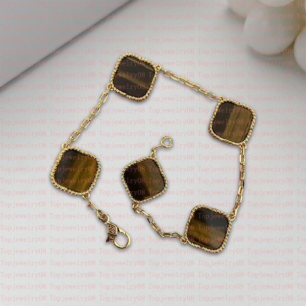 

designer classic 4/four leaf clover charm bracelets bangle chain 18k gold agate shell mother-of-pearl for women girl wedding mother' da, Black