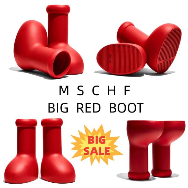 

mschf big red boots 2023 astro boy boot cartoon real life fashion men women rainboots thick bottom rubber platform with logo oversized shoes, Black