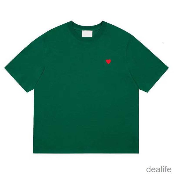 

mens t shirt shirts for men designer short sleeve amis embroidered red heart solid color big love round neck tees 80fv, White;black