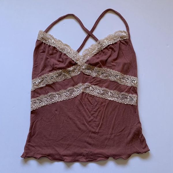 

camisoles tanks y2k aesthetic fairycore grunge vintage sweet lace trim cami v neck backless slim fit milkmaid women vest clothes 230324, Black;white