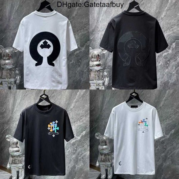 

men's ch summer fashion luxury brand t shirts designers tees correct horseshoe sanskrit cross polos boy graffiti t-shirts, White;black