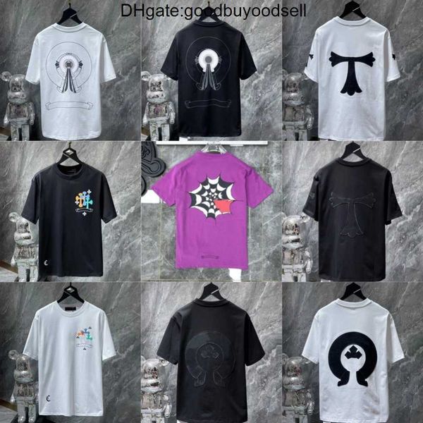 

men's t-shirts luxury classic mens t shirts ch brand fashion men sanskrit letter t-shirt horseshoe cross designer tshirts man hip hop v, White;black