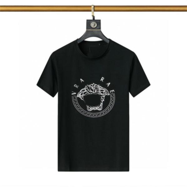 

2023 designer summer new luxury tide brand fashion slim short sleeve 100 match crewneck casual men's t-shirt, White;black