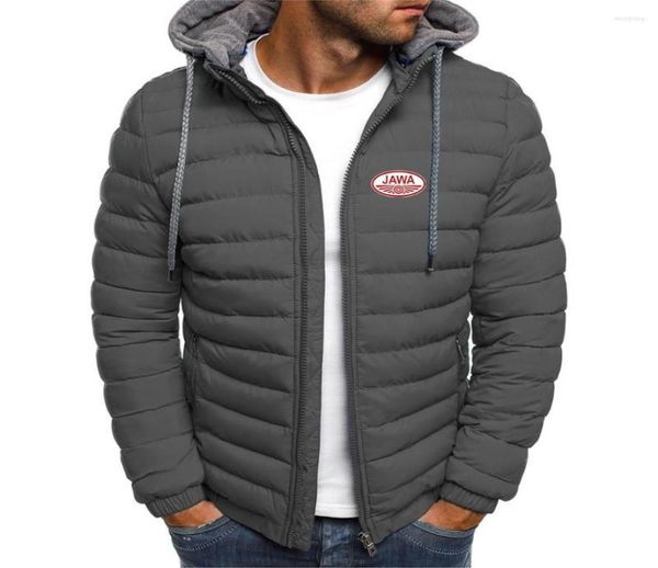 

men039s hoodies 2022 winter men39s jawa motorcycle logo print thicken cotton liner coat windproof warmer hooded collar solid3199055, Black