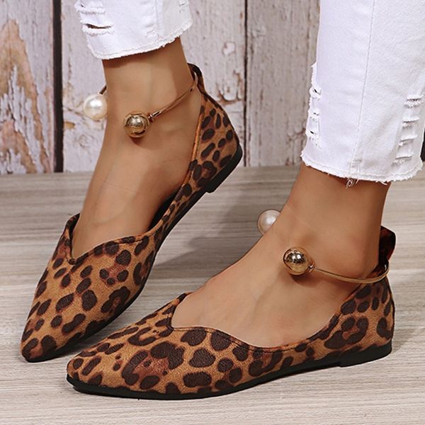 

sandals women's flat shoes summer fashion pointed toe leopard print shoes casual breathable slipon flat outdoor women shoes 230324, Black