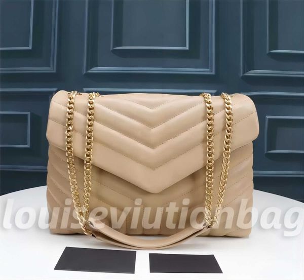 

real authentic quality designer loulou bag large shoulder chains crossbody clutch bags purses genuine calfskin leather grosgrain lining mess