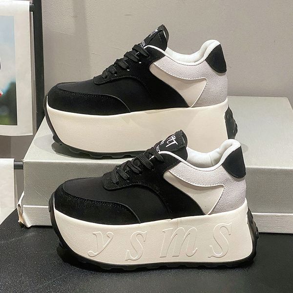 

dress shoes canva y sneakers comfortable high platform sports thick bottom nonslip zapatillas mujur 230324, Black