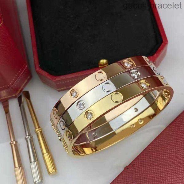 

fashion men women crystal cuff bracelet classic 6mm screwdriver couple love bracelet designer 316l titanium steel jewelry gift, Black