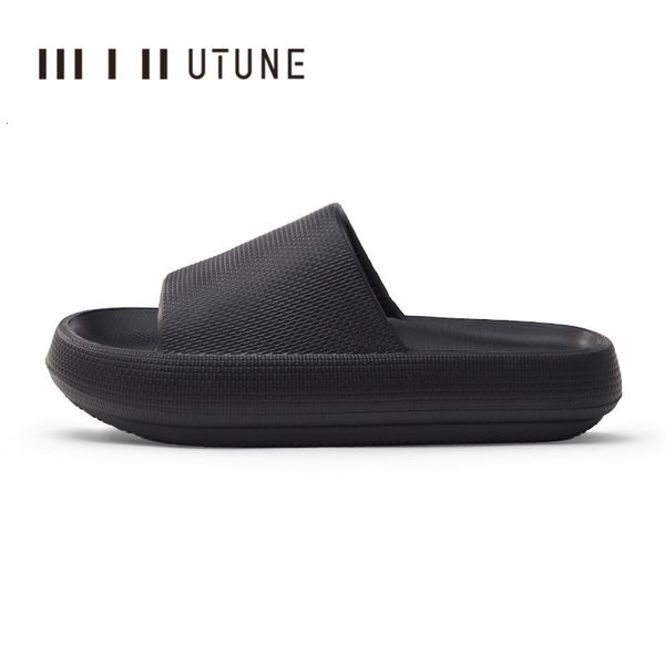 

slippers utune large size sippers men platform shoes eva soft indoor slides for men anti-slip summer sandals women bathroom shoes shower 230, Black