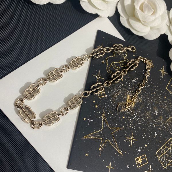 

classics brass copper pendant necklace chain women never fading silver plated round designer double letter necklaces choker pendants wedding