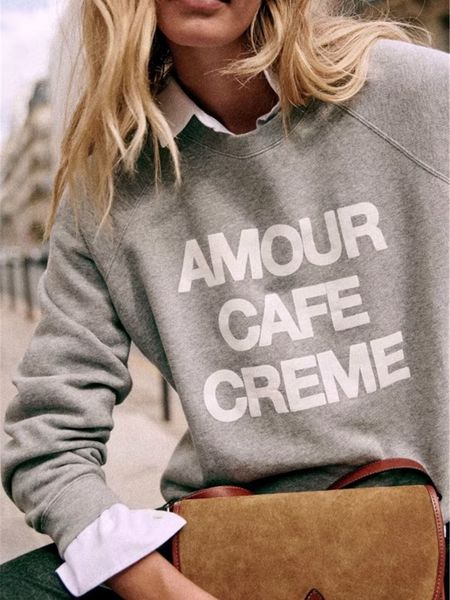 

women's hoodies sweatshirts round neck women cotton sweatshirt fashion letter printing casual loose ladies o-neck spring pullover 23032, Black