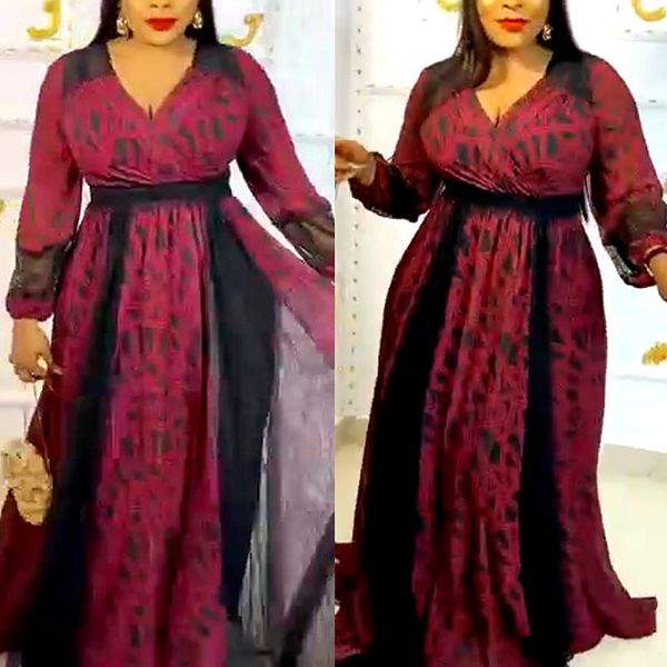 

ethnic clothing african maxi dresses for women 2023 plus size evening party long africa elegant kaftan muslim print 230324, Red