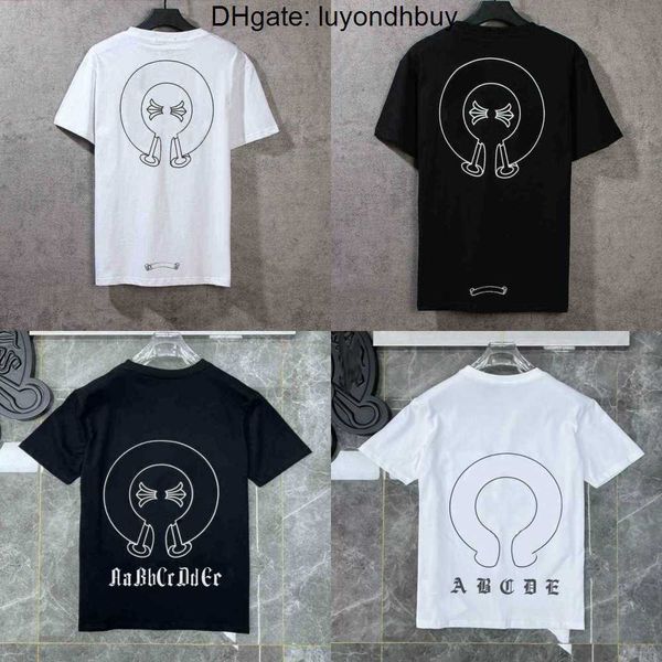 

fashion mens classic t shirts brand t-shirts ch white short sweater casual embossed letter horseshoe sanskrit cross pattern designers kuvt, White;black