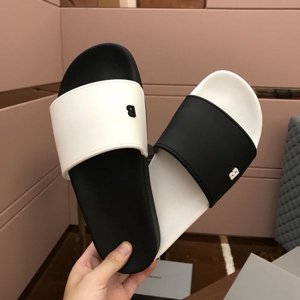 

men women designer sandals summer slippers fashion one word classic letter casual home sandals non-slip seaside women luxury sandals, Black