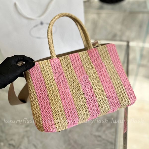 

2023 beach tote casual canvas bag summer woven women designer totes large capacity handbags seaside vacation shoulder purses new denim blue