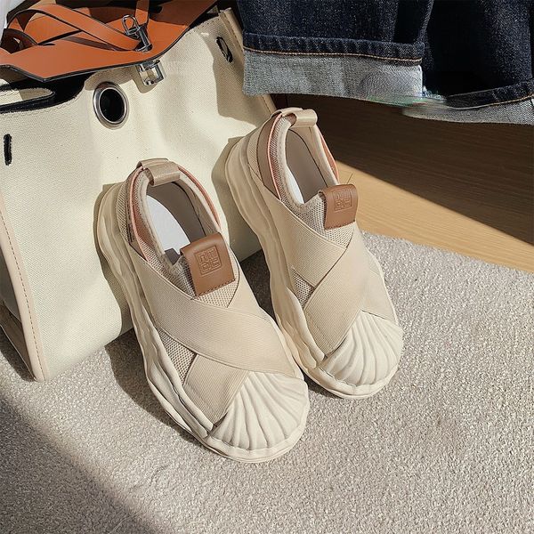 

dress shoe breathable thicksoled canvas s spring casual fashion sports flat white s brand femme zapatos 230324, Black