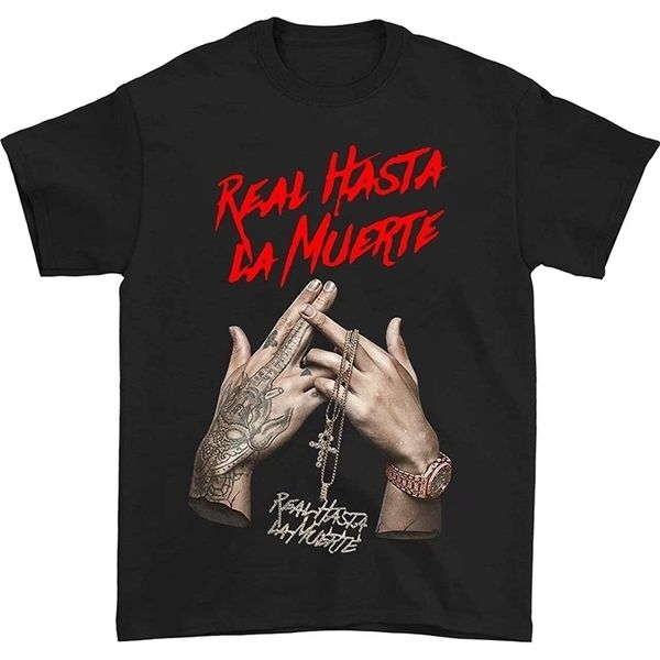 

mens polos real hasta la muerte rapper anuel fashionable t shirt short sleeve 100% cotton casual tshirts loose size s3xl 230323, White;black