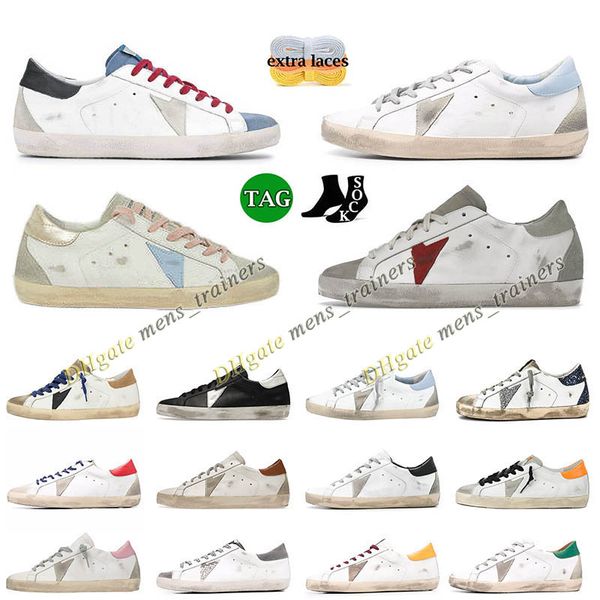 

luxury golden goose women sneakers shoes skate platform dirty old distressed super star metallic white pink green old paris designer low fla, Black
