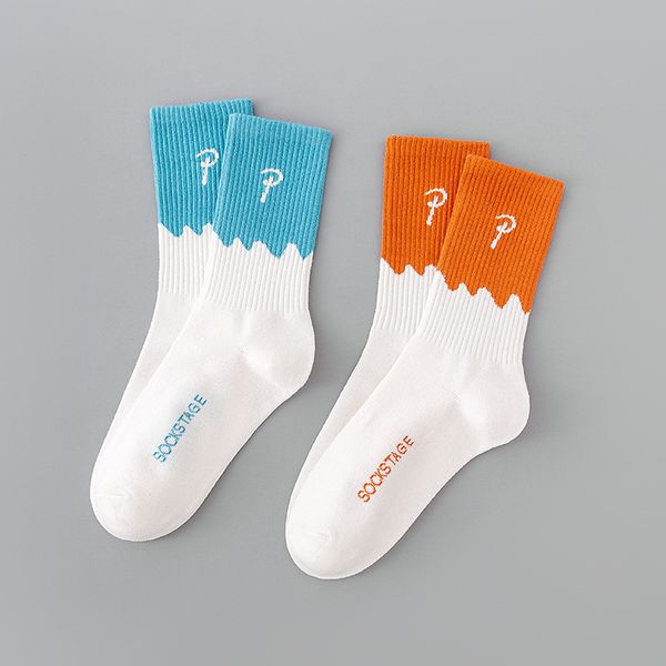 

designer socks for men women basic medium tube socks fashion couples socks 2 colors, Black;white