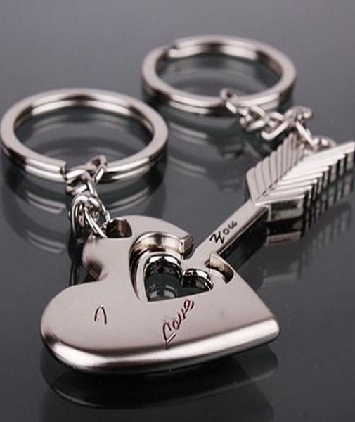 

fashion lovers keychain arrow amp quoti love youquot heart key chain keyring cupid pendant key chain keychain lovers mobile 7359065, Silver