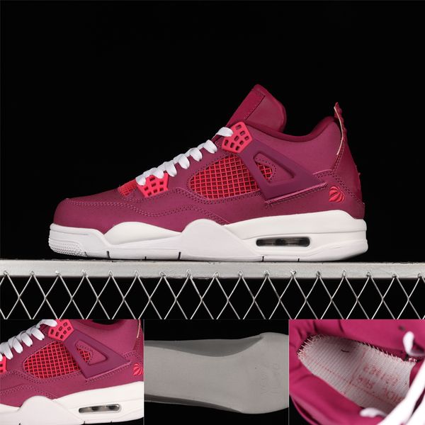 

jumpman 4 mens womens basketball shoes 487724-661 valentine's day true berry rush pink white men women designers sports sneakers