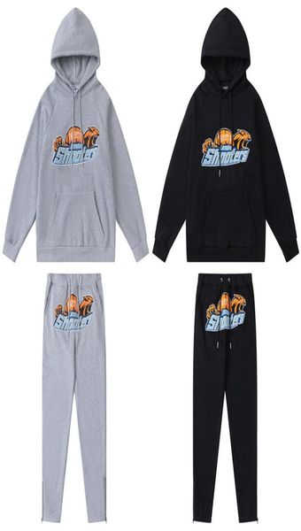 

designer men tracksuit brand trapstar fleece new design sweatpants hoodies shooters tiger head towel embroidered men women loose c4561232, Gray