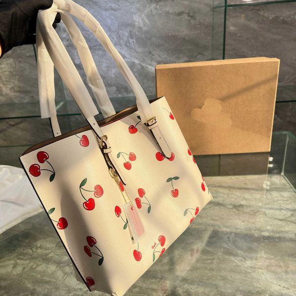 

cherry tote bag c-letter designer bag totes women leather luxurys handbag flower print shoulder bag large capacity shopping bags fashion cro