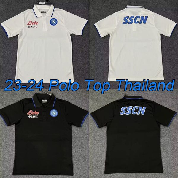 

23 24 napoli polo soccer jerseys naples white black 2022 2023 football shirt osimhen fabian lozan maillots de foot, Black;yellow