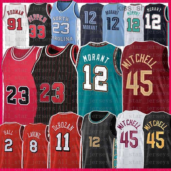 

12 ja morant 23 lonzo ball basketball jersey donovan mitchell zach lavine demar derozan scottie pippen dennis rodman derrick rose 45 retro m