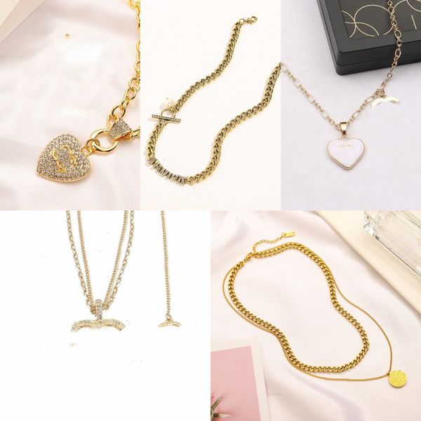 

luxury brand designer pendants necklaces 14k silver gold plated stainless steel letter choker pendant necklace beads chain fashion jewelry a