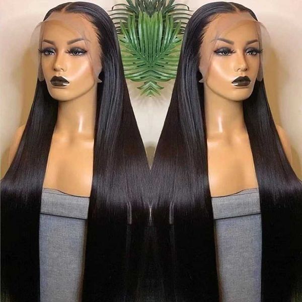 

popular female black long straight wig chemical fiber front lace headgear230323