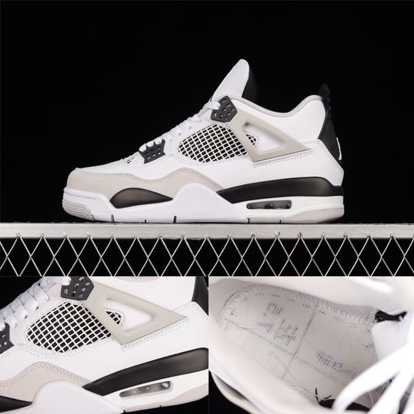

jumpman 4 mens womens basketball shoes dh6927-111 military black white cement grey men women designers sports sneakers trainer shoe