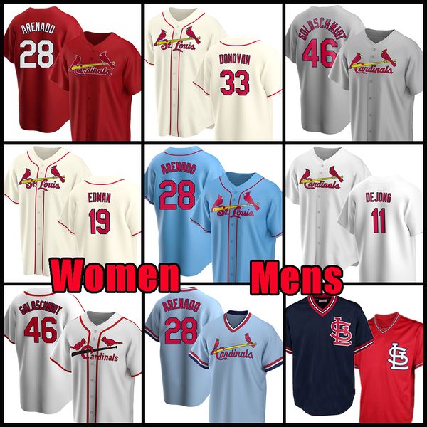 

2023 baseball jerseys wear woman 28 nolan arenado 19 edman brendan 11 paul dejong donovan paul goldschmidt nolan gorman lars nootbaar alec b, Blue;black