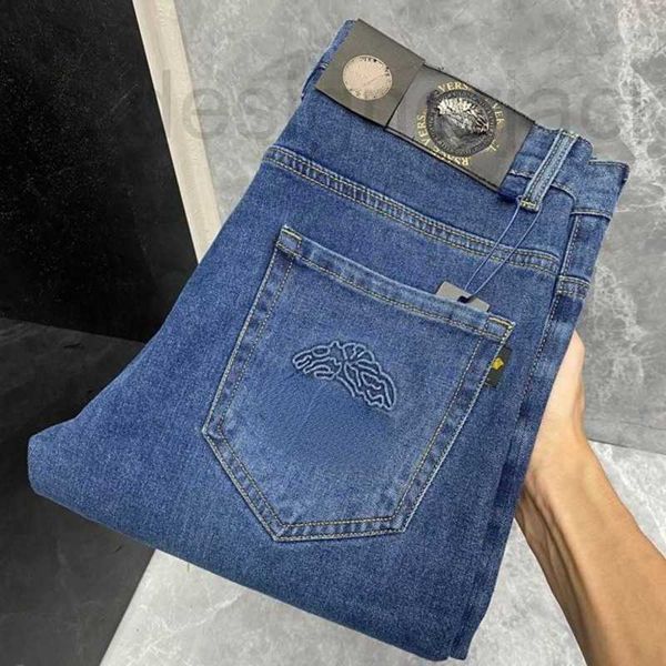 

men's jeans designer higher version men jeans vers pants medusa 3d printing denim trousers mens fashion casual pants 29-42 fe8v, Blue