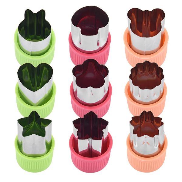 

new star heart shape vegetable tools plastic handle 3pcs portable cook tools stainless steel fruit cutting die kitchen gadgets