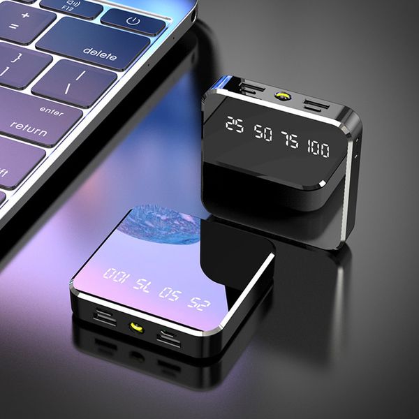 

10000mah portable mini power bank with led flashlight digital display power bank double usb output usb type c input for mobile
