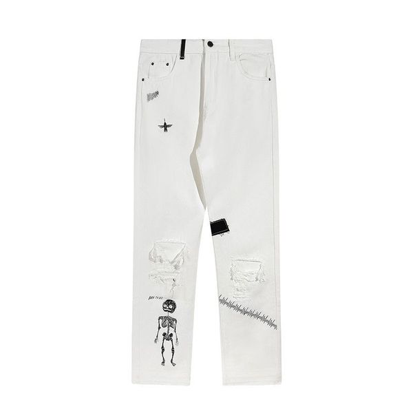 

designer mens jeans sports pants slim denim straight sweatpants speckled letter print pant women high street couple galleryes dept loose ver, Blue