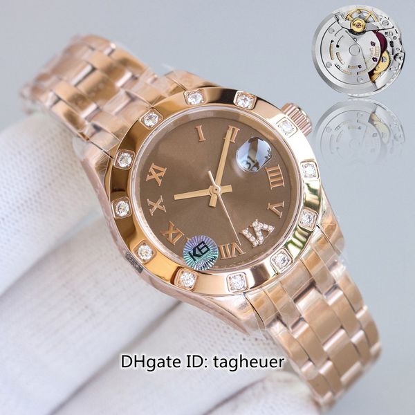 

5 style ladies watch 34mm pearlmaster 81315 81318 president sapphire 18k rose gold cal.2235 movement mechanical automatic women's watch, Slivery;golden