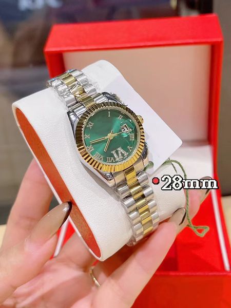 

with original box lady diamonds watch women watchs datejust 28mm 31mm luxury women watch day dateday girl sapphire glass wristwatch automati, Slivery;brown